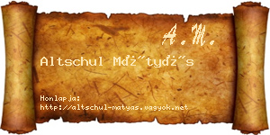 Altschul Mátyás névjegykártya